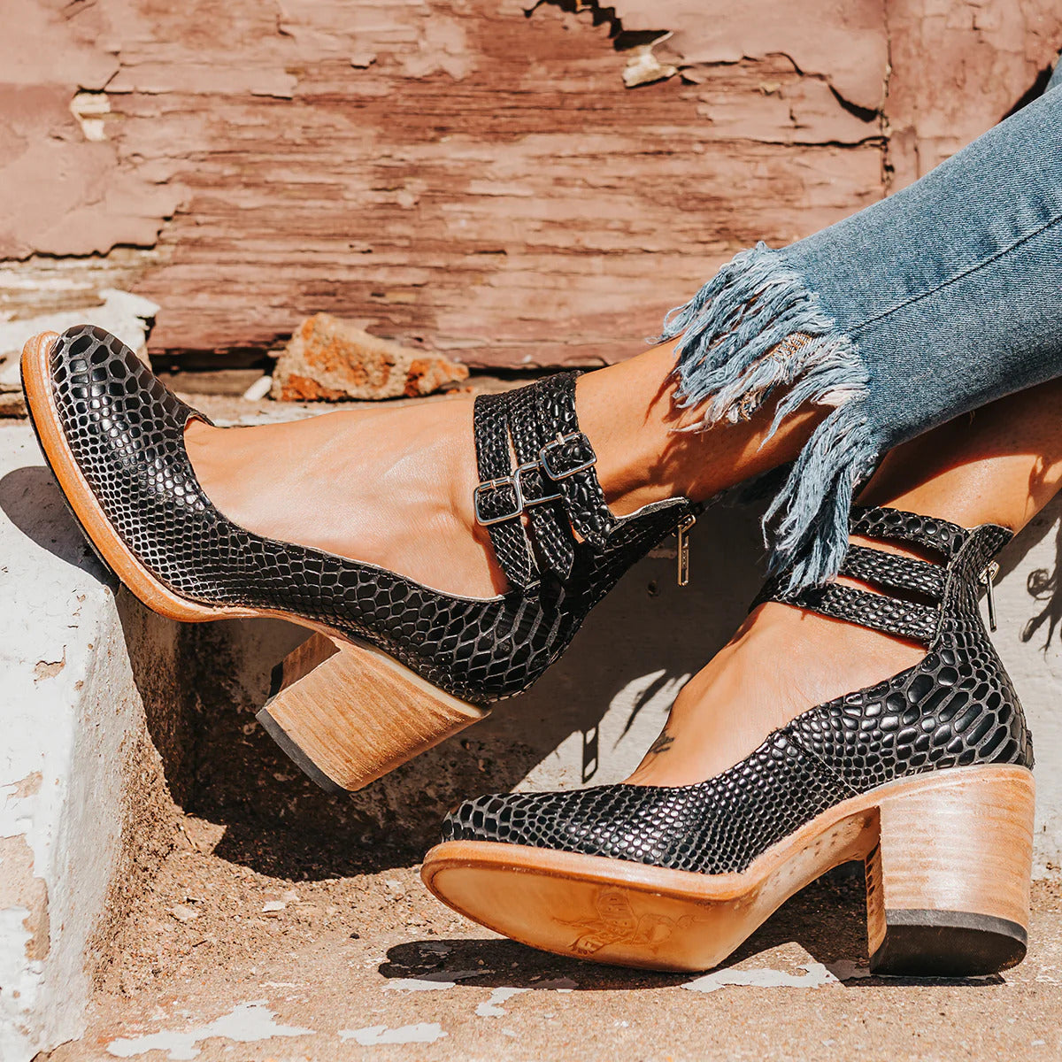 Vintage Enkelbandje Schoenen Met Blokhak (Dames)