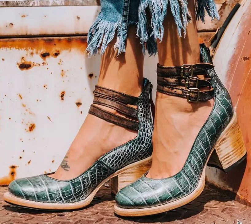 Vintage Enkelbandje Schoenen Met Blokhak (Dames)