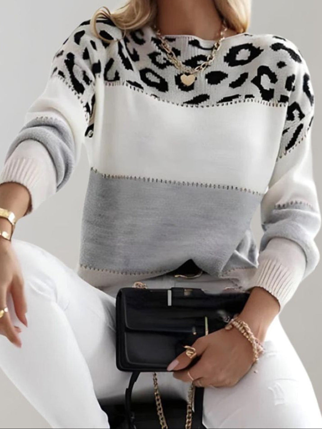 Zachte Gebreide Trui met Luipaardprint (Dames)