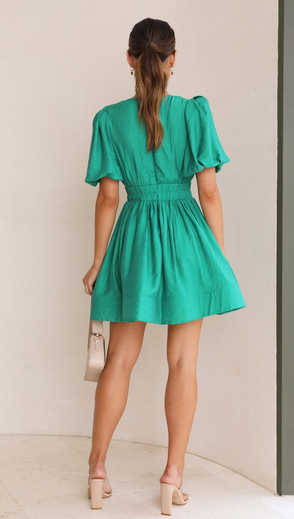 Mini Jurk met Pofmouwen (Dames)